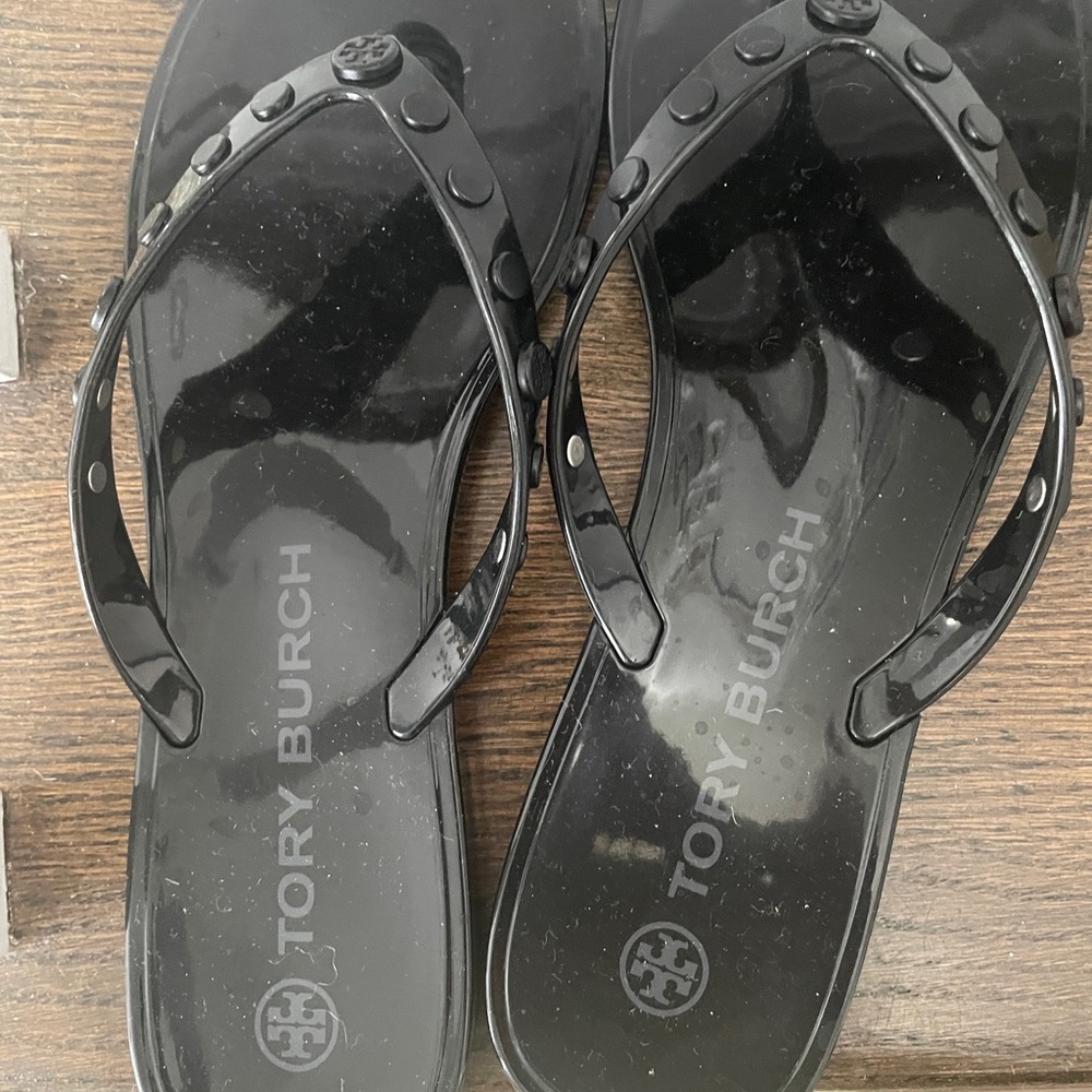 Tory Burch Glossy Black Jelly Sandals